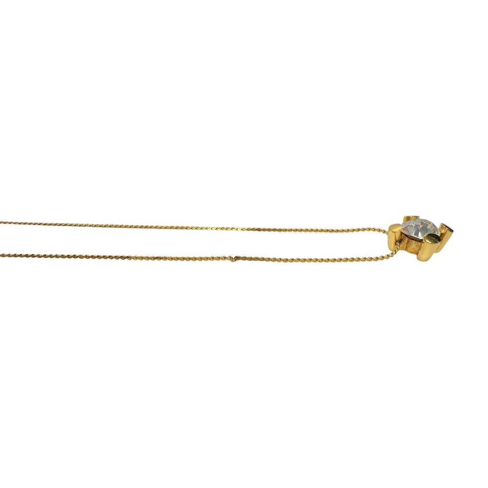 Givenchy Crystal/White Gemstone Solitaire Gold Plated Necklace (Vintage) - Picture 7 of 14